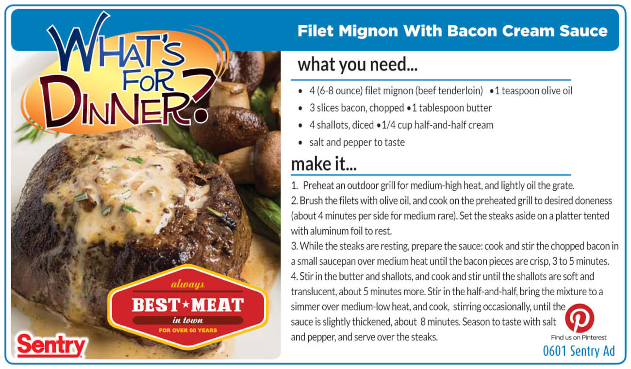 Filet Mignon With Bacon Cream Sauce