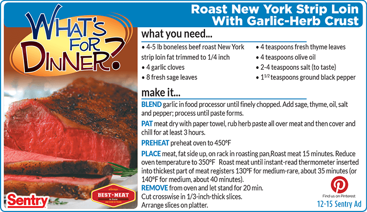 Roast New York Strip Loin With Garlic-Herb Crust