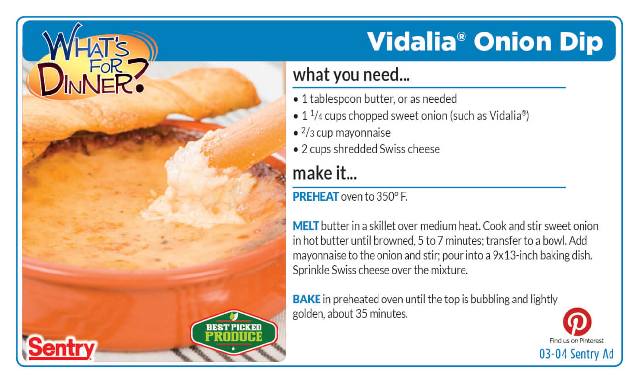 Vidalia Onion Dip Recipe Card