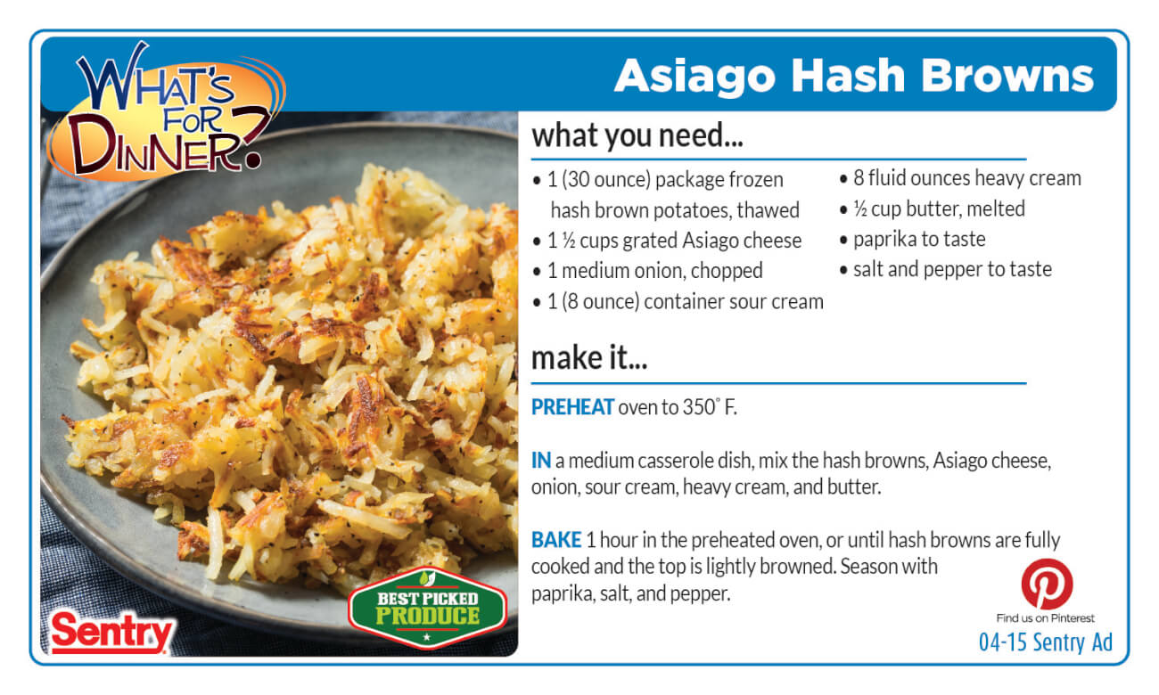 Asiago Hash Browns Recipe Card