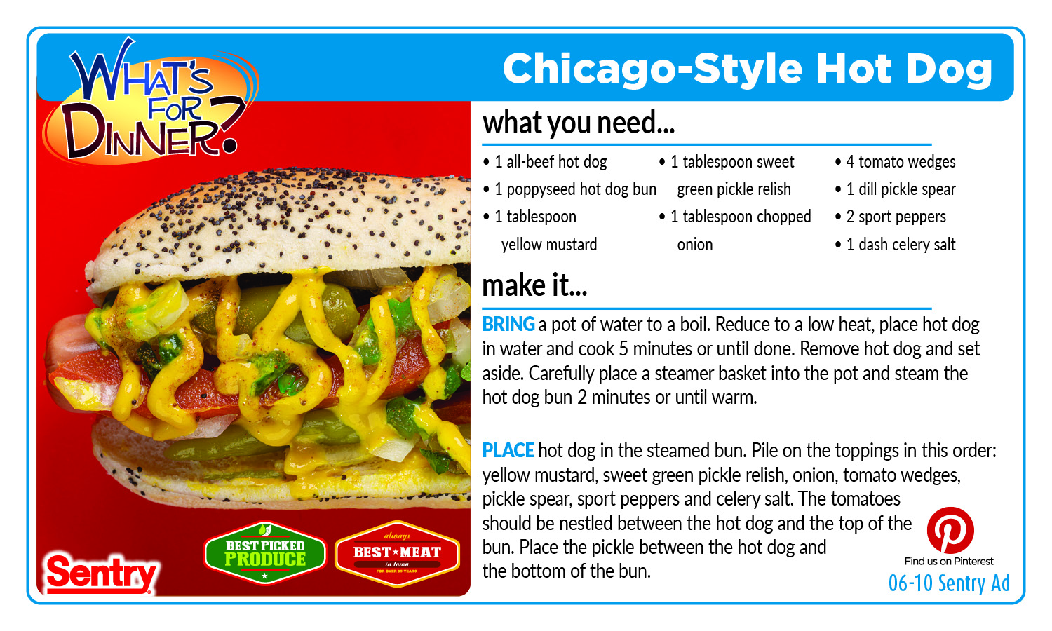Chicago-Style Hot Dog Recipe Card
