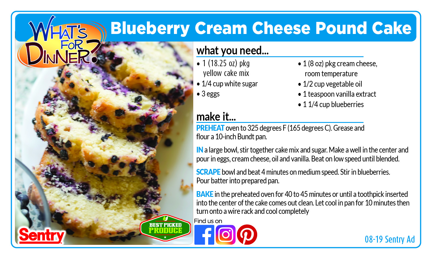 Blueberry Cream Cheese Pound Cake