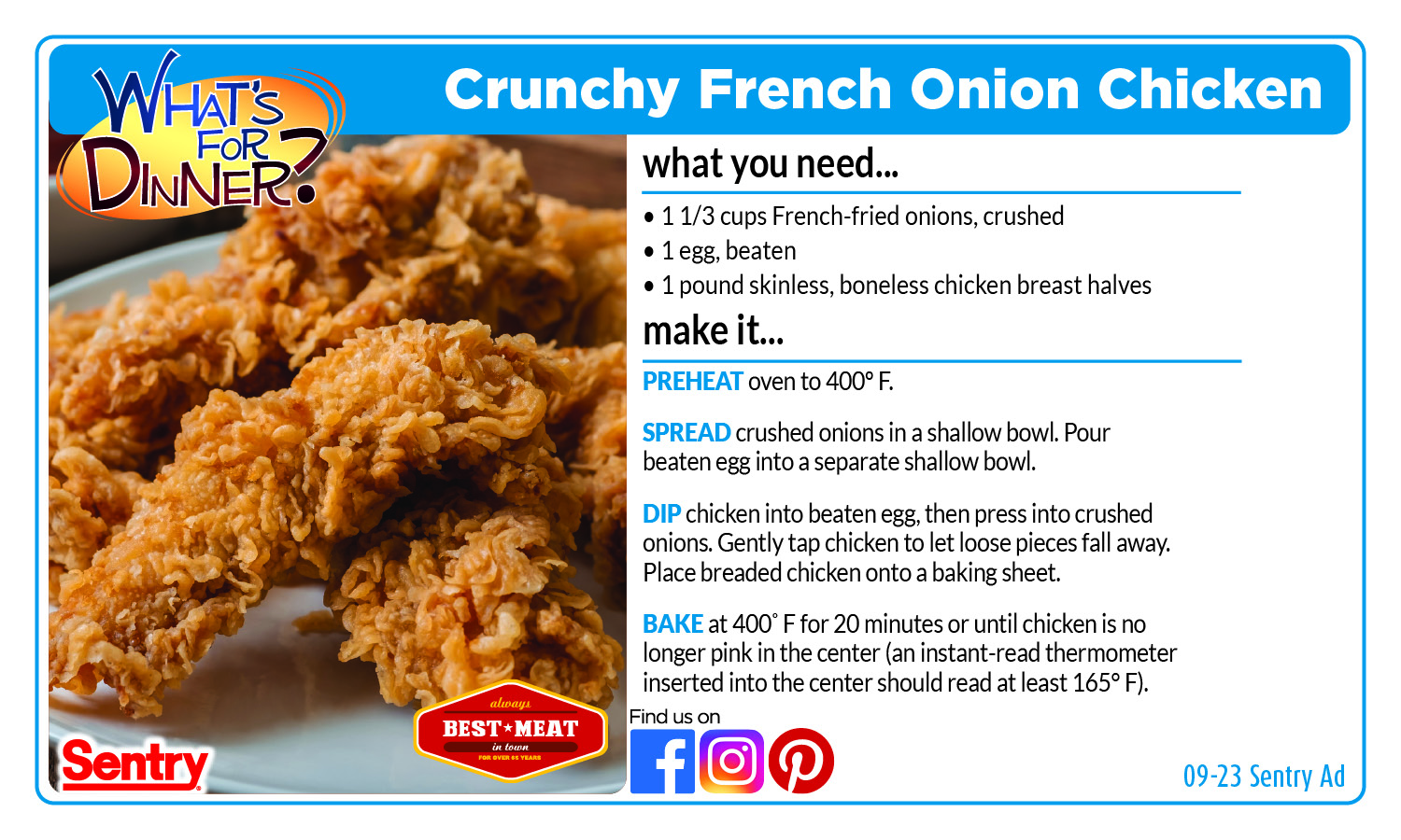 Crunchy French Onion Chicken Recipe Card
