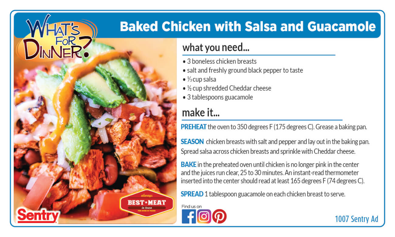 Recipe: Baked Chicken with Salsa and Guacamole