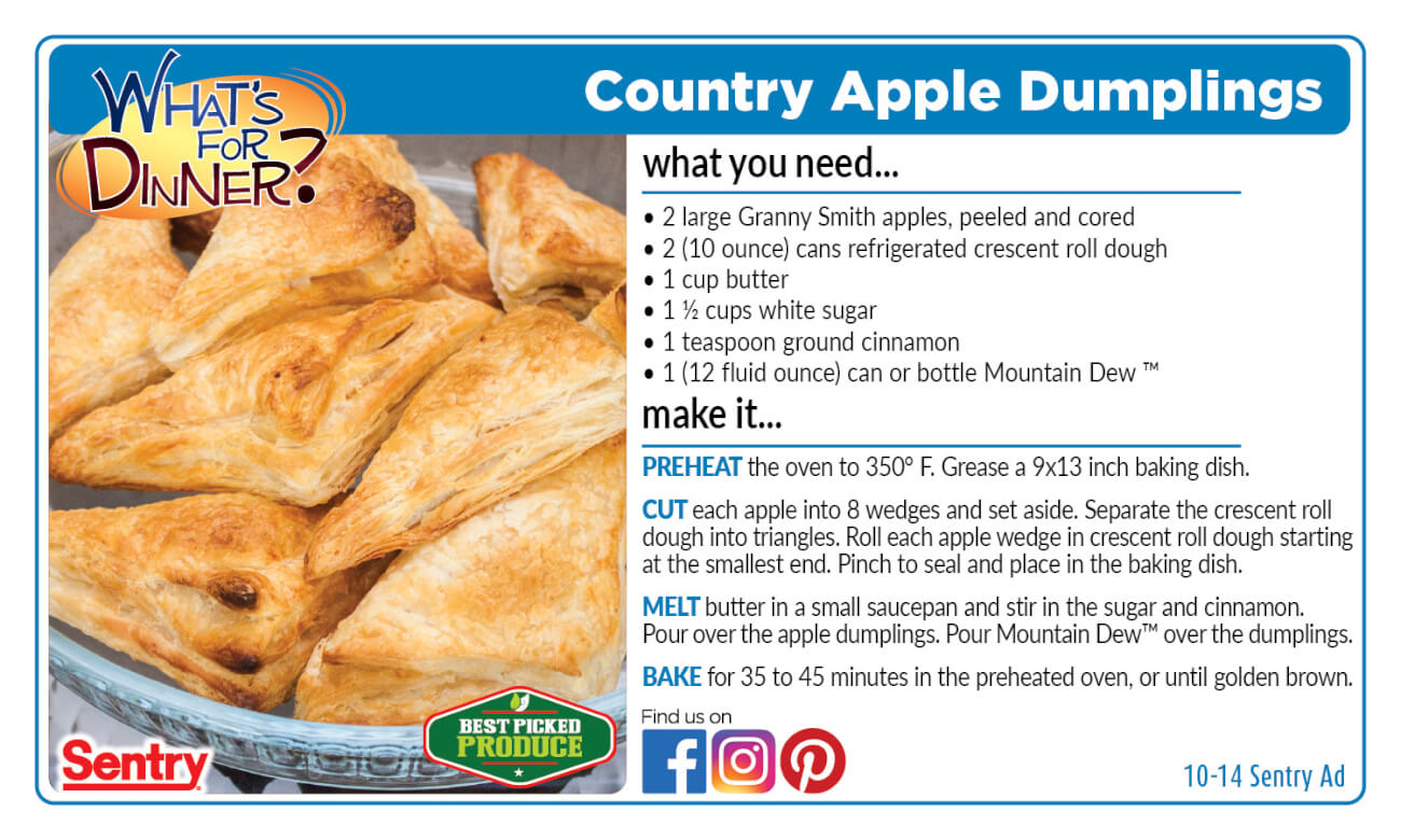 Country Apple Dumplings Recipe Card