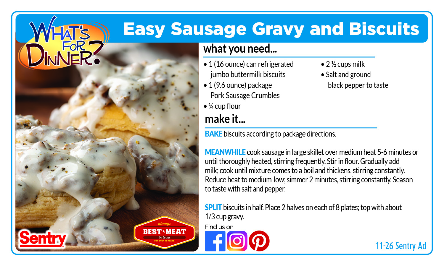 Recipe: Sausage Gravy and Biscuits