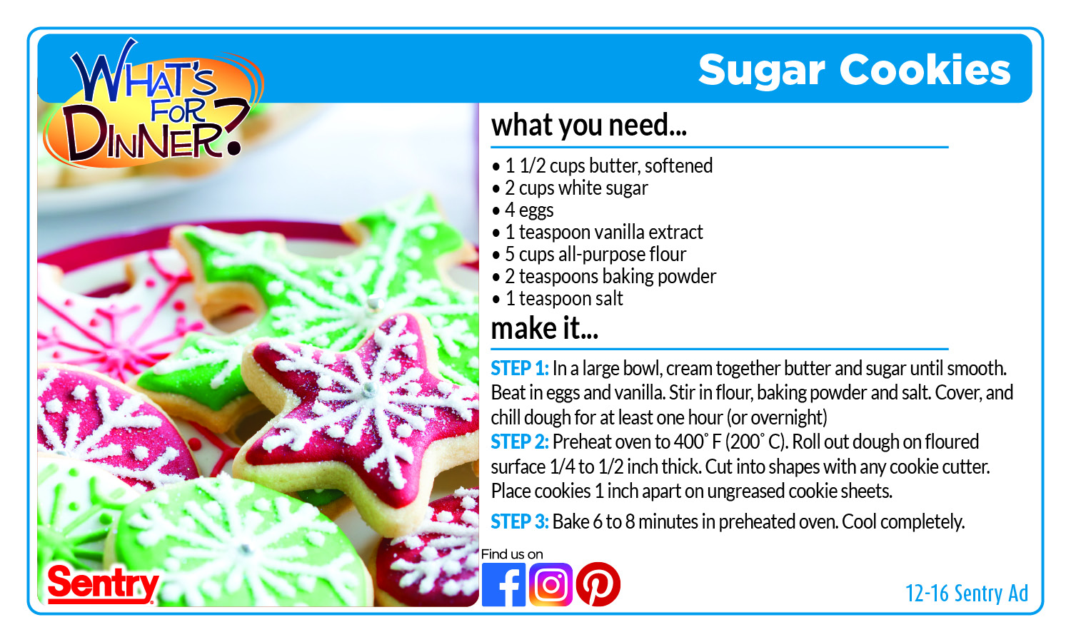 Recipe for Sugar Cookies