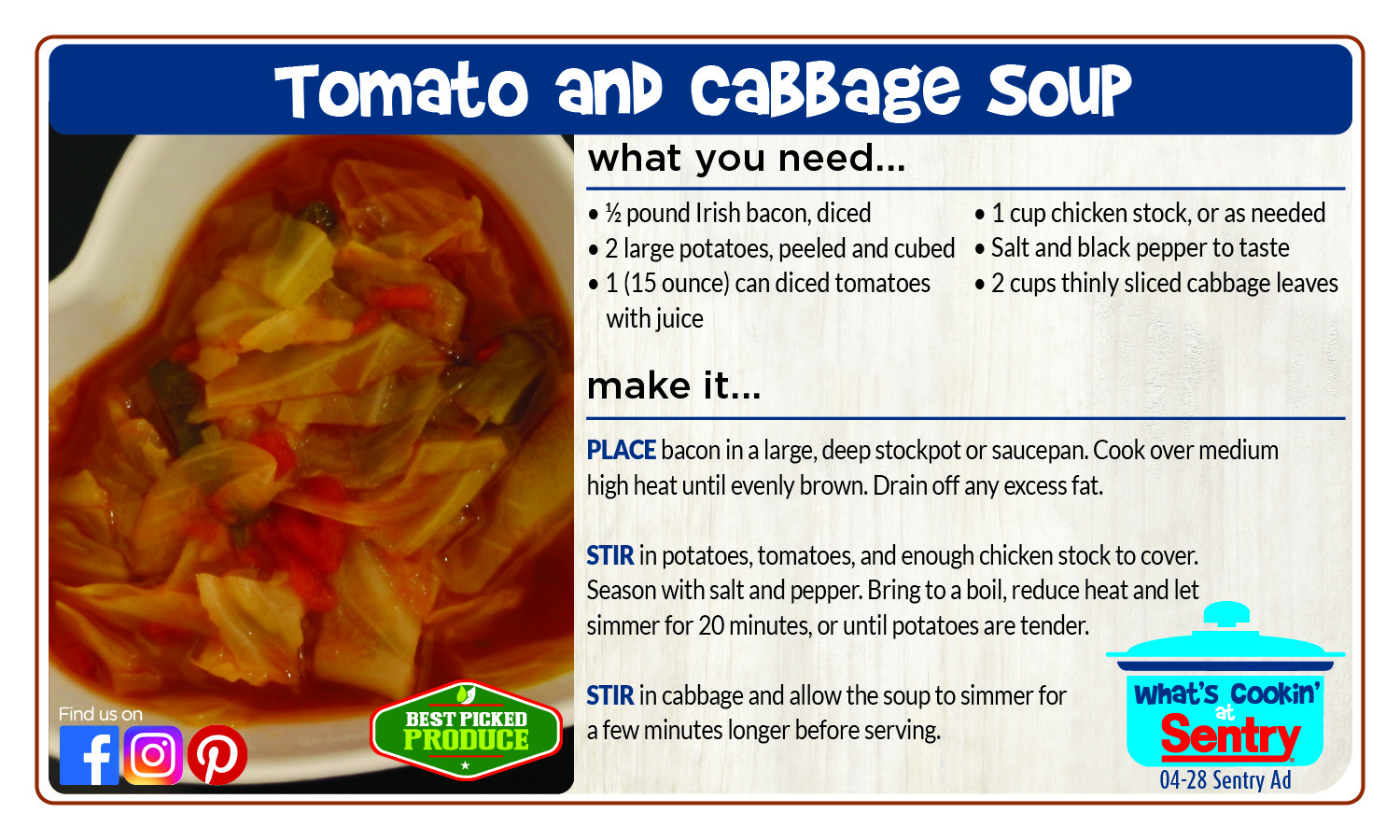 Recipe Card for Tomato and Cabbage Soup
