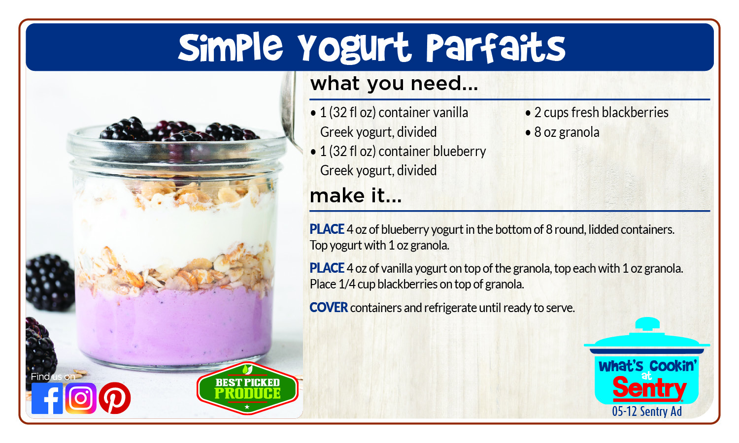 Recipe Card for Simple Yogurt Parfaits