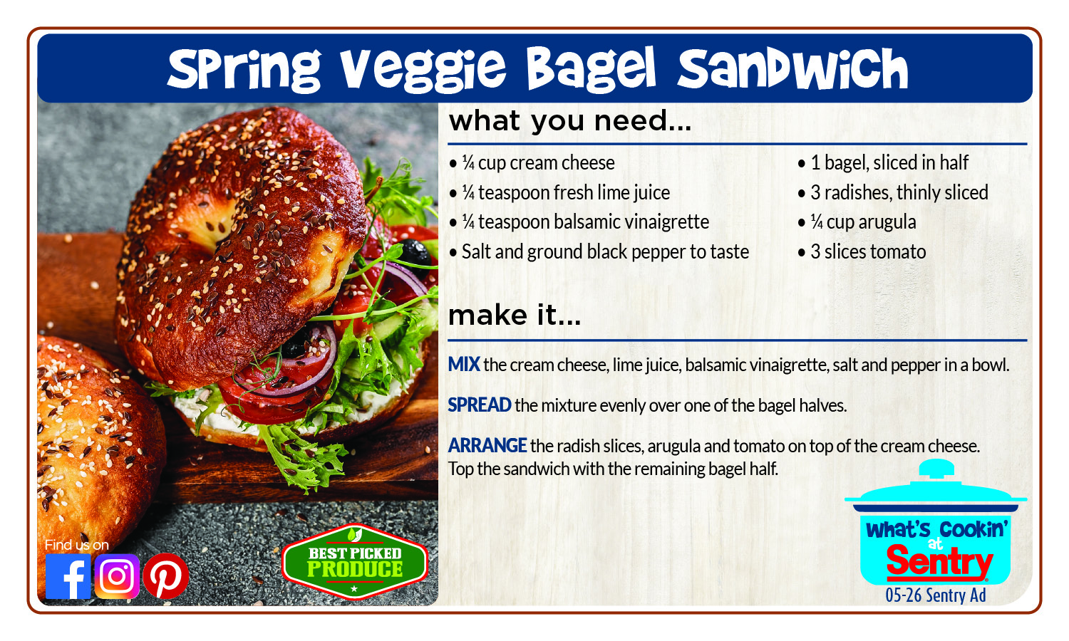 Spring Veggie Bagel Sandwich recipe