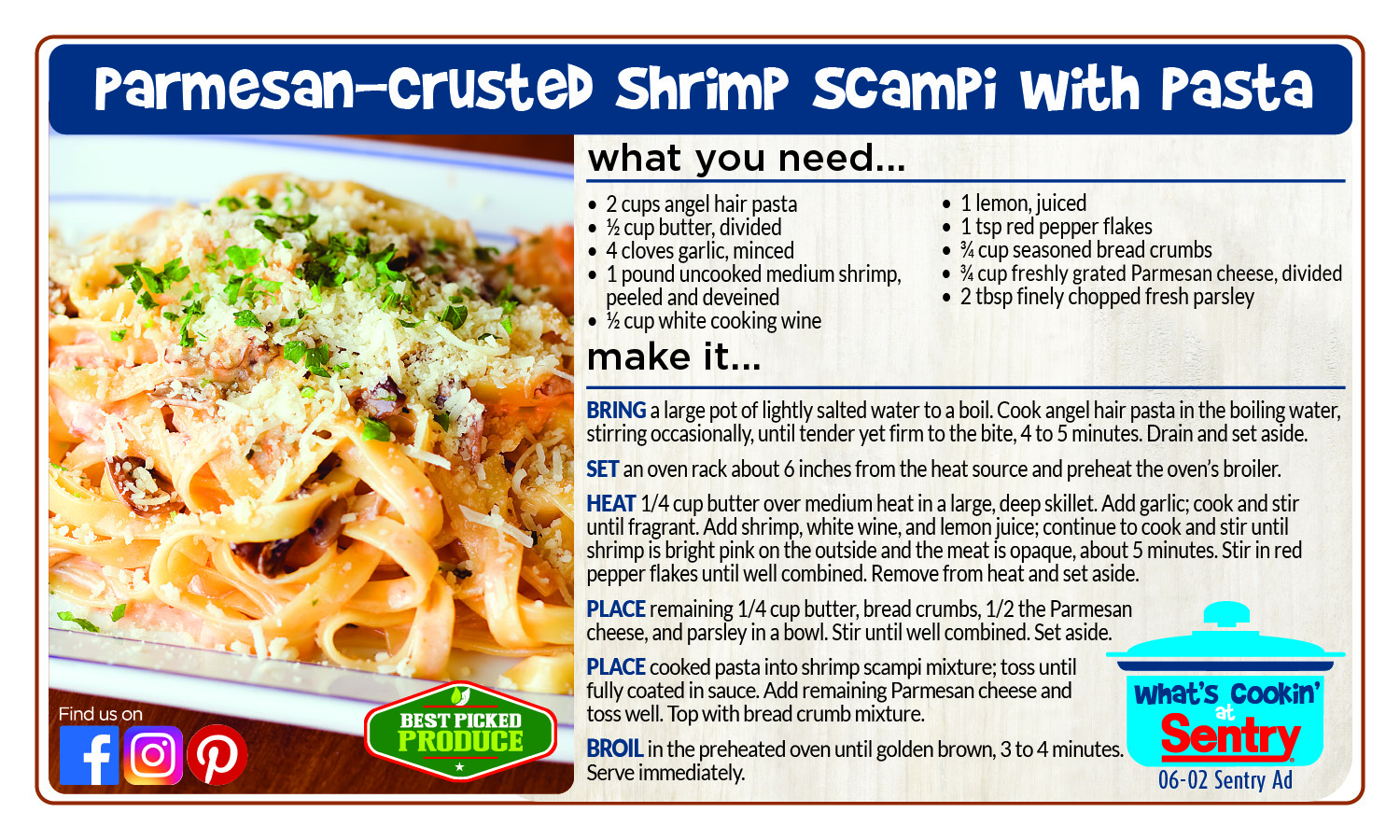 Recipe Card for Parmesan Shrimp Scampi