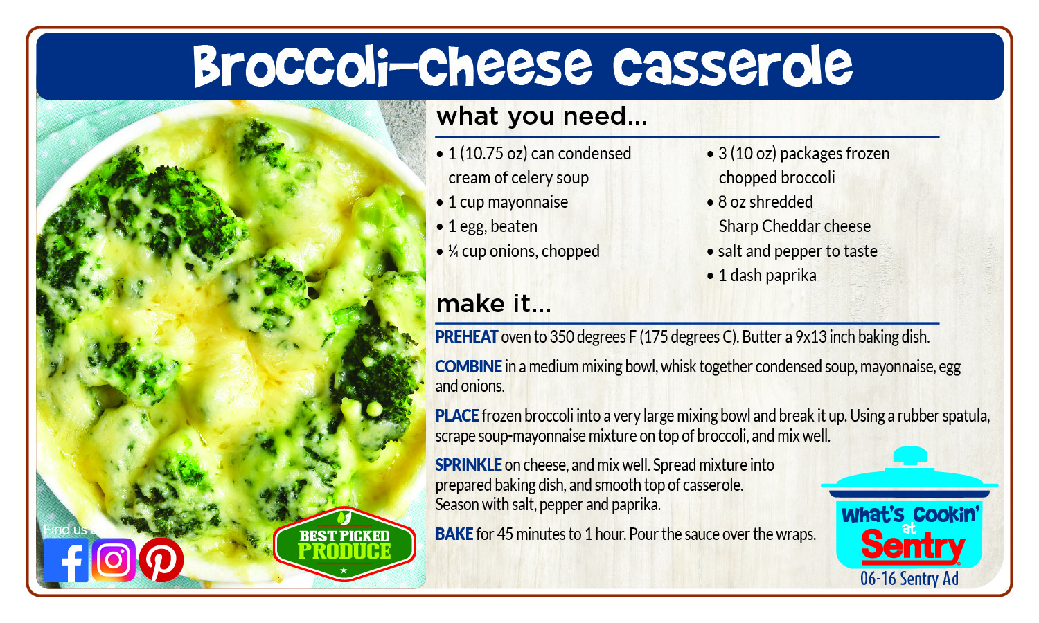 Recipe: Broccoli Cheese Casserole
