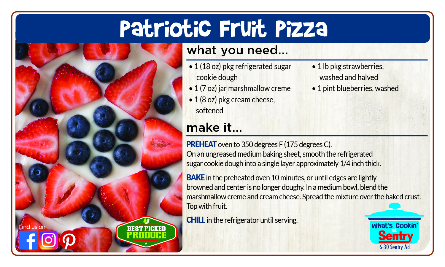 Patriotic Fruit Pizza