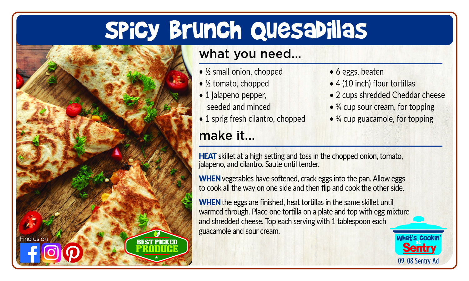 Spicy Brunch Quesadillas