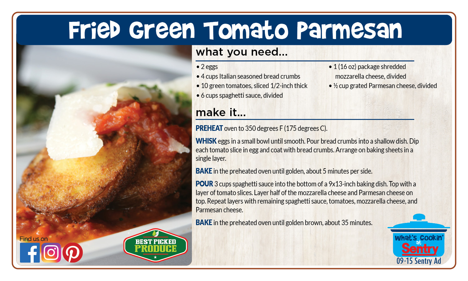 Fried Green Tomato Parmesan