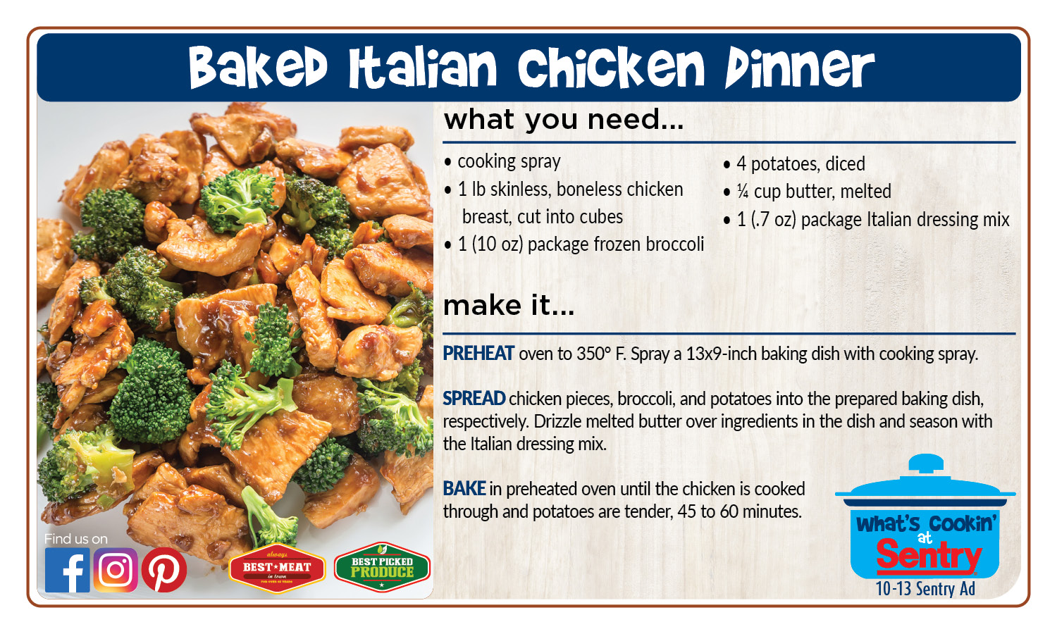 Recipe: Baked Italian Chicken Dinner