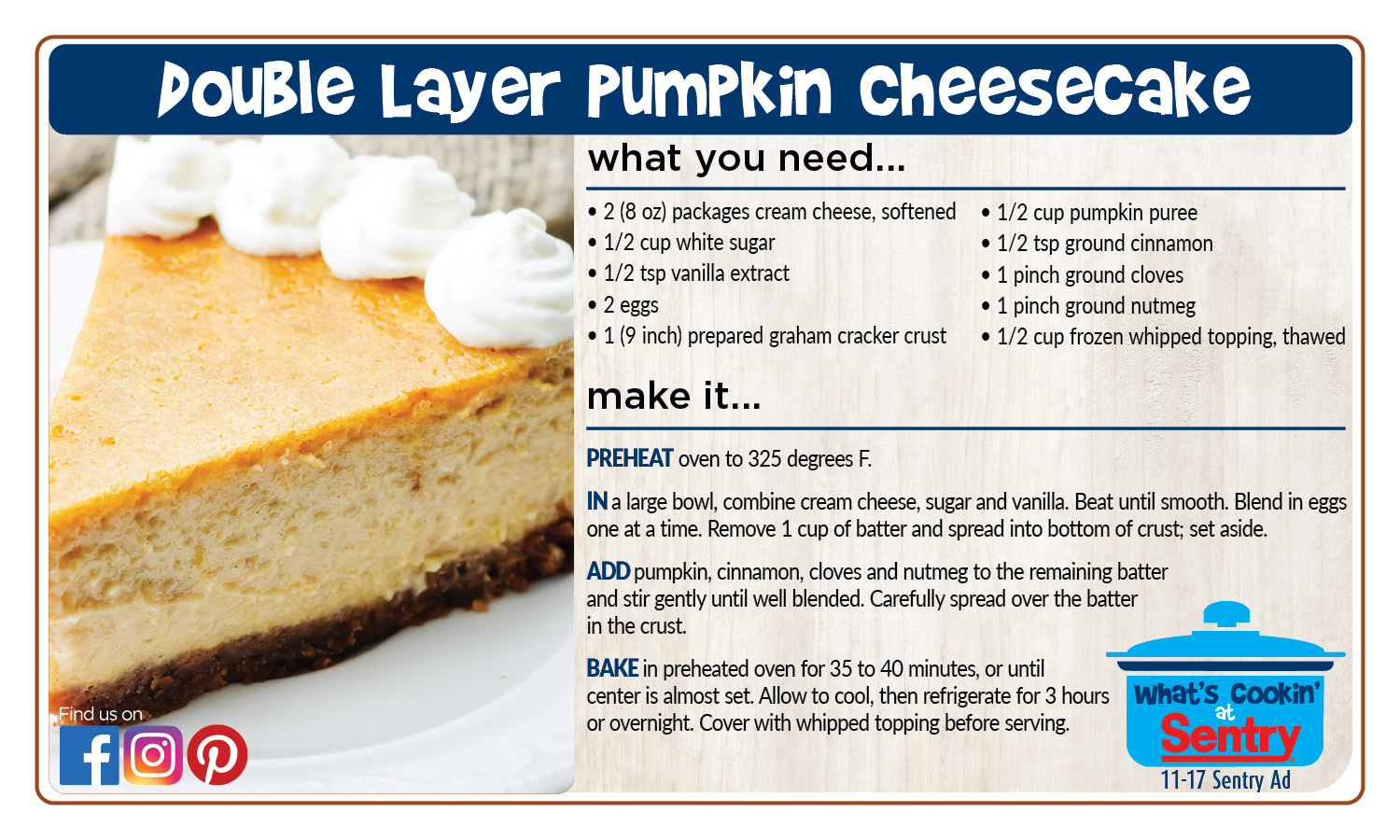 Double Layer Pumpkin Cheesecake