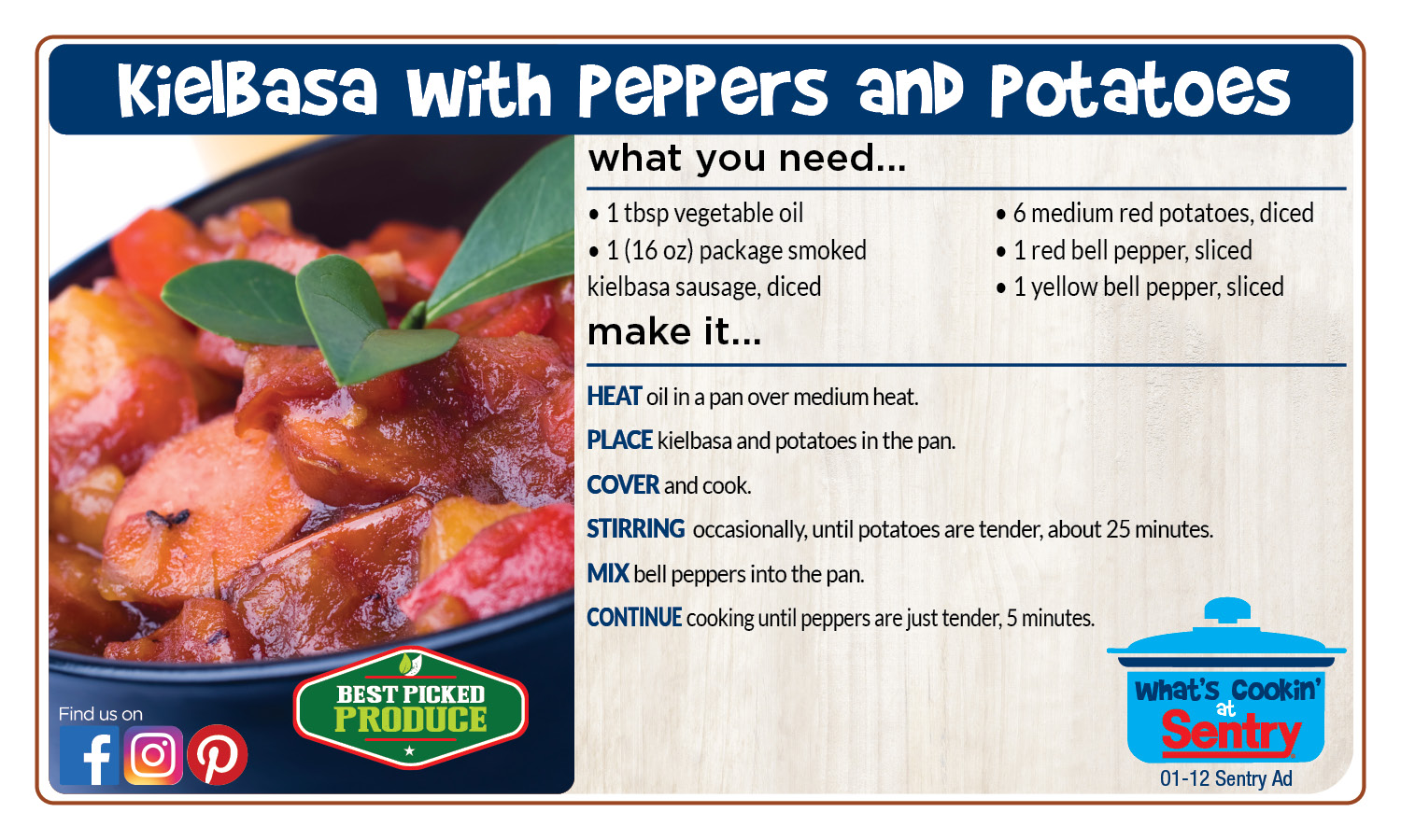 Recipe: Kielbasa with Peppers and Potatoes