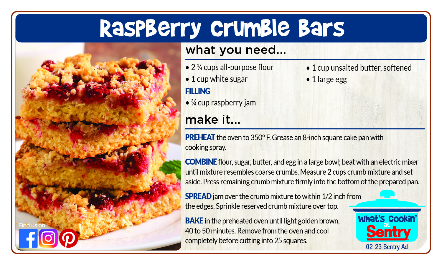 Raspberry Crumble Bars