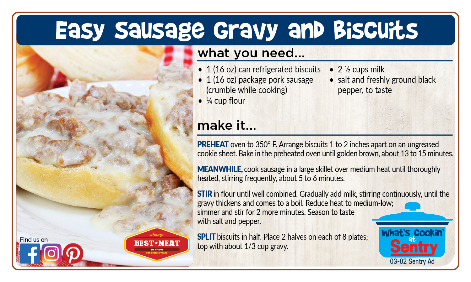 Easy Sausage Gravy and Biscuits