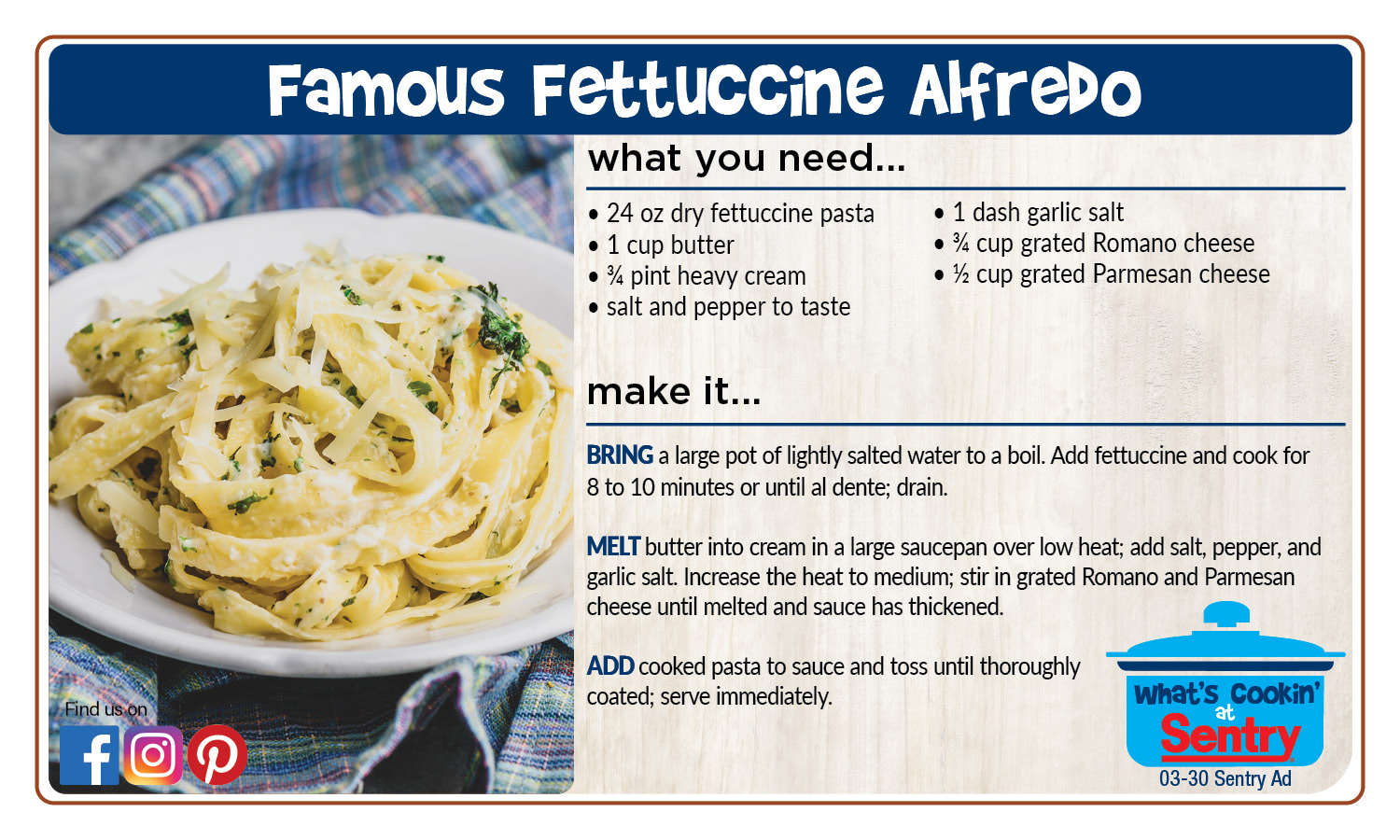 Recipe: Famous Fettucine Alfredo