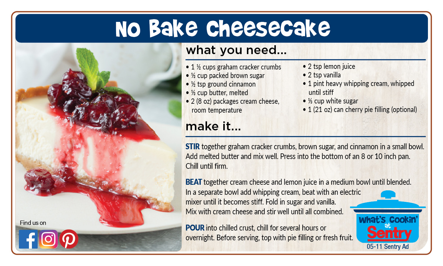 No Bake Cheesecake