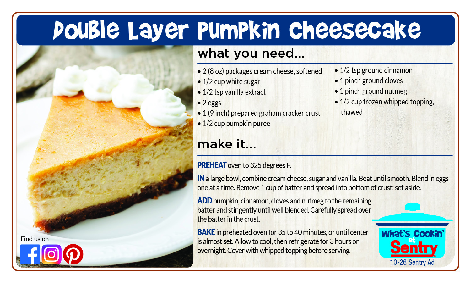 Double Layer Pumpkin Cheesecake