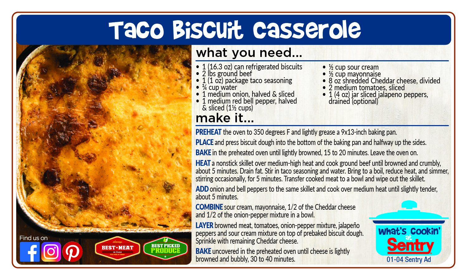 Recipe: Taco Biscuit Casserole