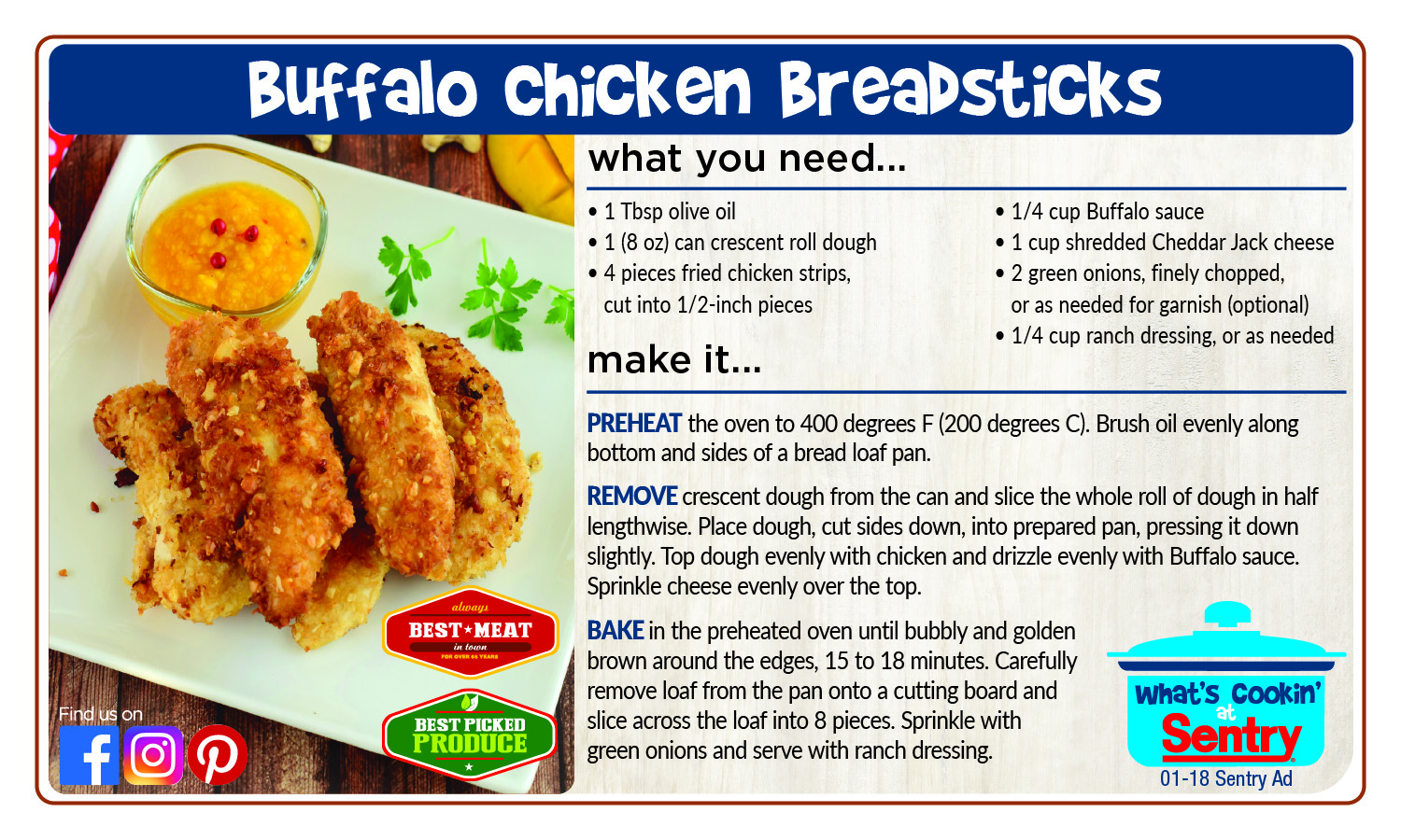 Buffalo Chicken Breadsticks