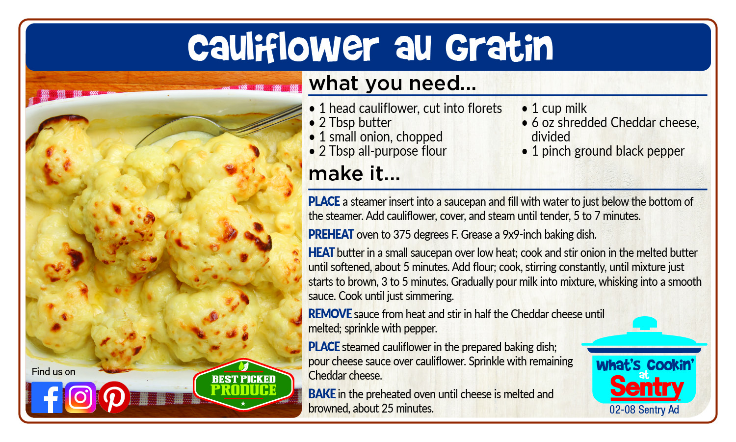 Recipe: Cauliflower au Gratin