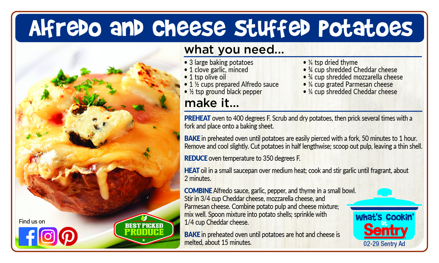 Recipe: Alfredo and Cheese Stuffed Potatoes