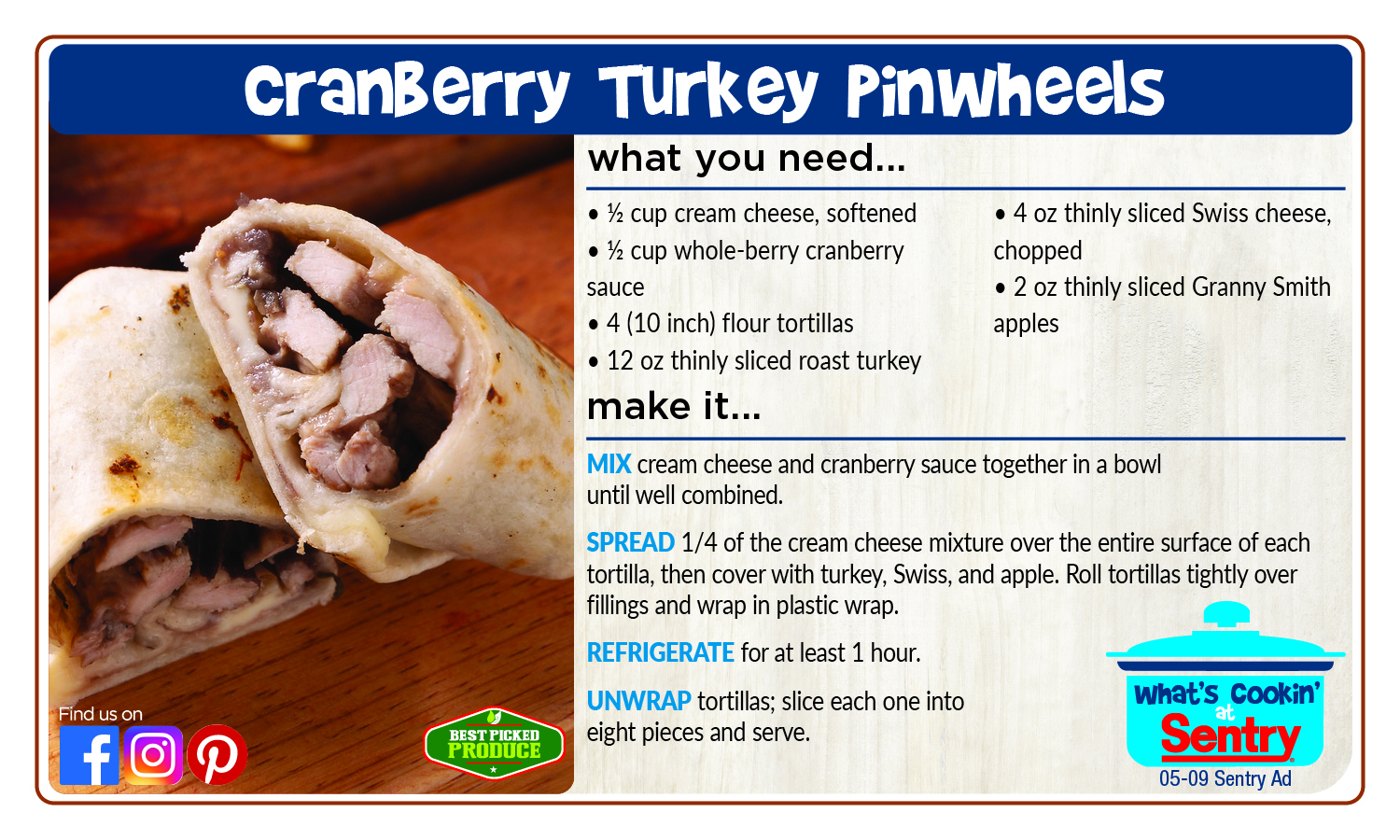 Cranberry Turkey Pinwheels