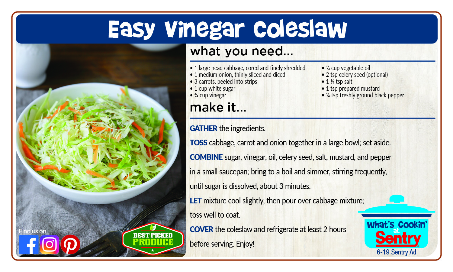 Easy Vinegar Coleslaw