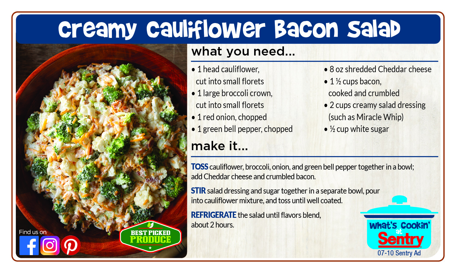 Recipe: Creamy Cauliflower Bacon Salad