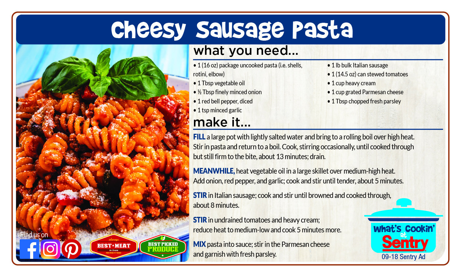 Recipe: Cheesy Sausage Pasta