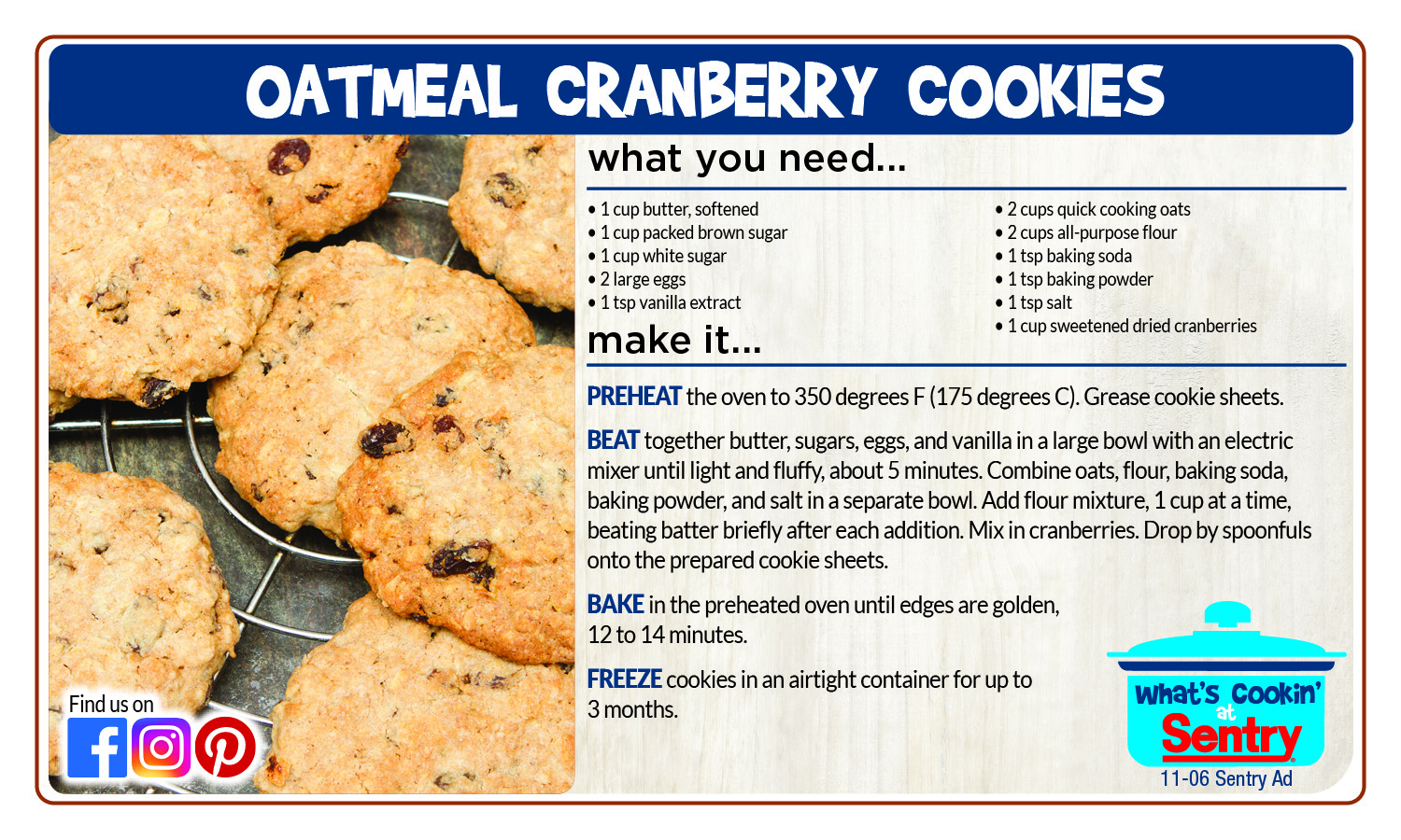Recipe: Oatmeal Cranberry Cookies