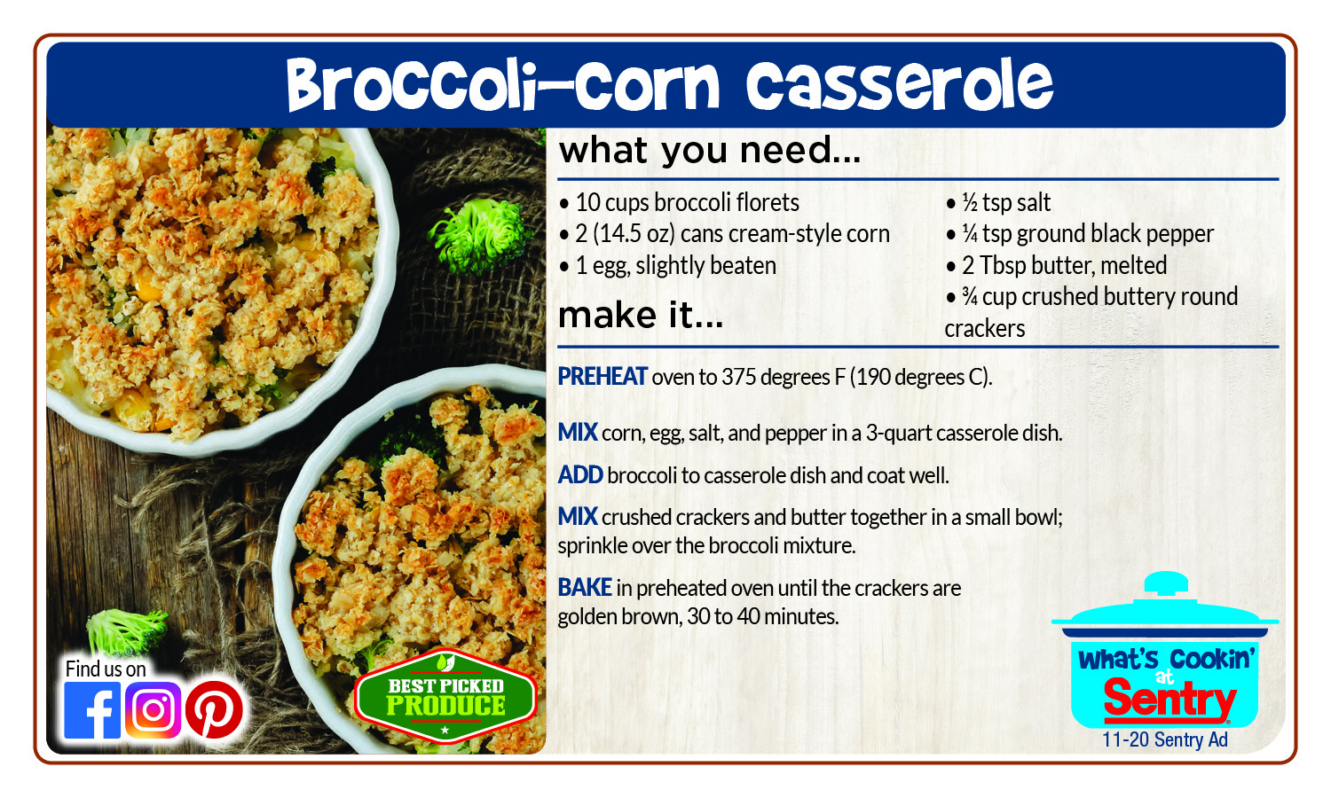 Recipe: Broccoli-Corn Casserole