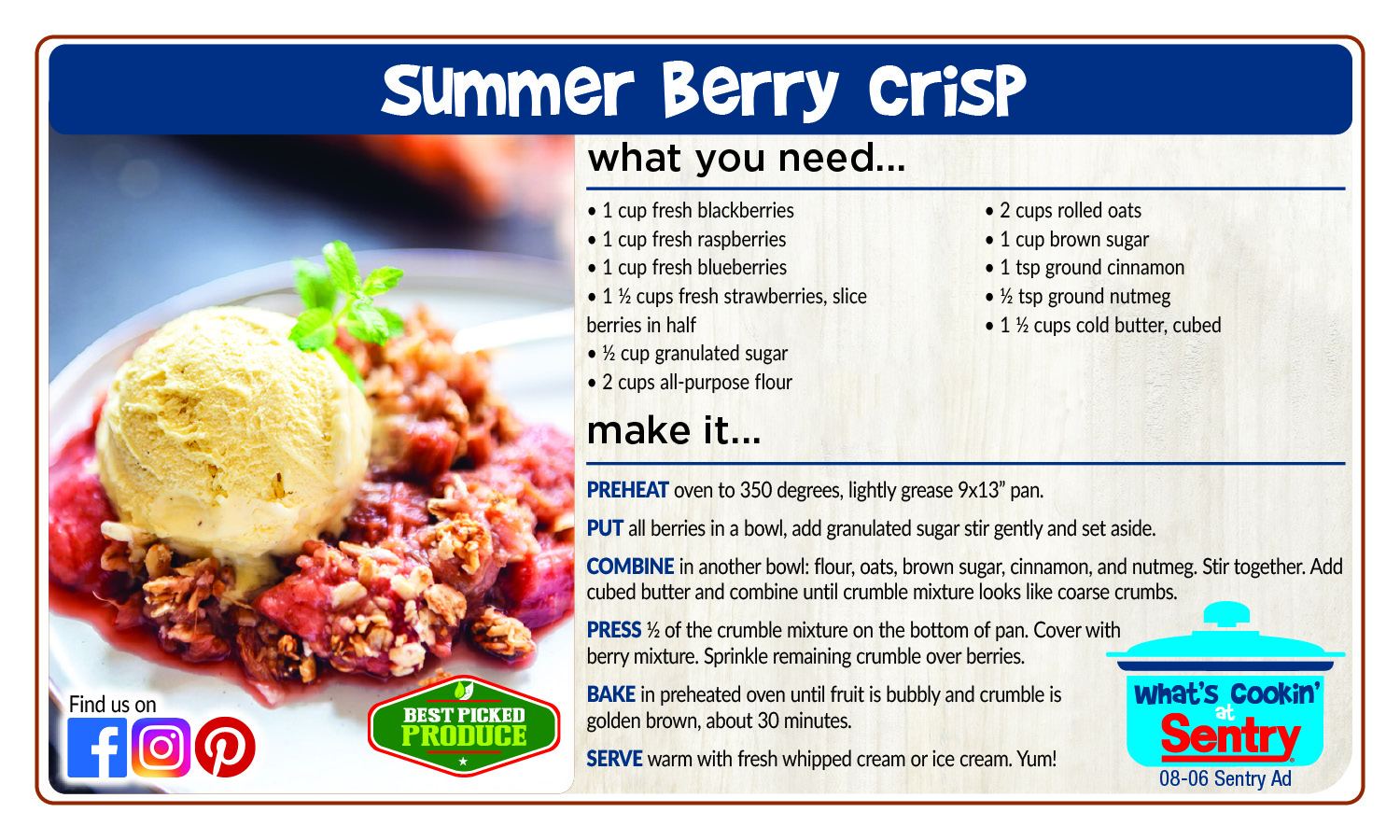 Recipe: Summer Berry Crisp