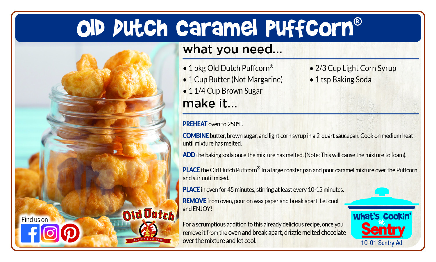 Old Dutch Caramel Popcorn